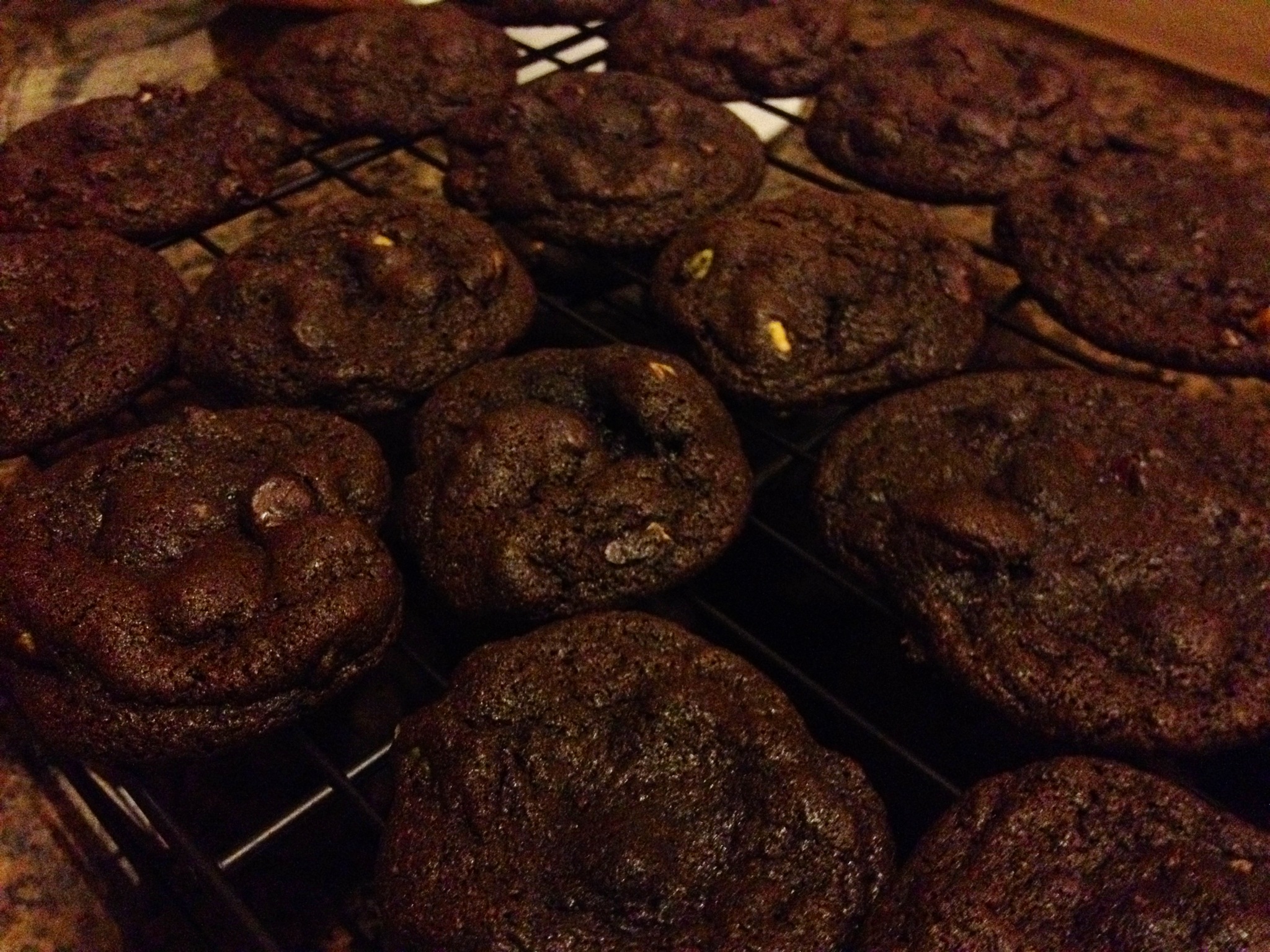 Dark Chocolate Fudge Pistachio Cookies