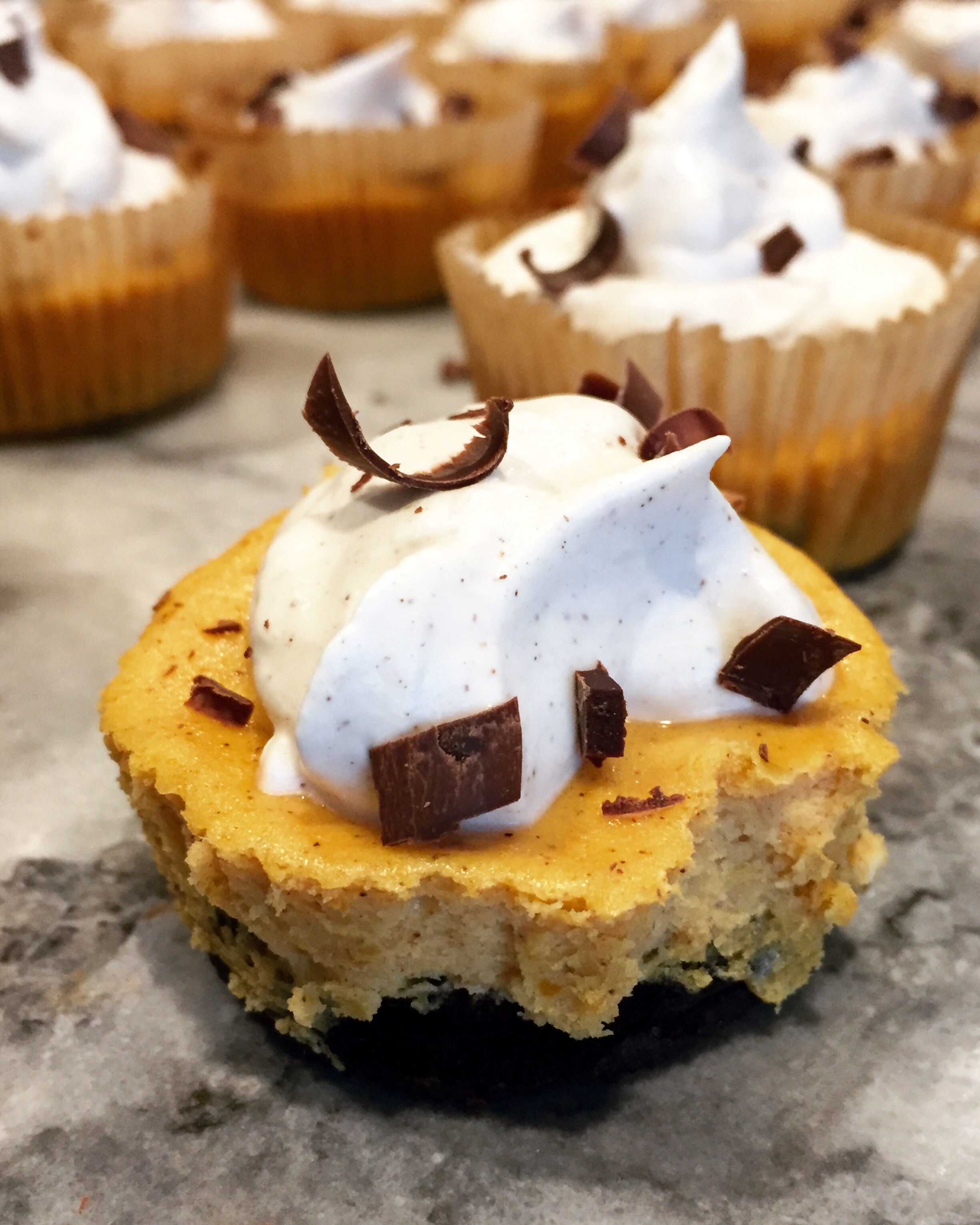 Mini Pumpkin Oreo Cheesecakes with Cinnamon Whipped Cream