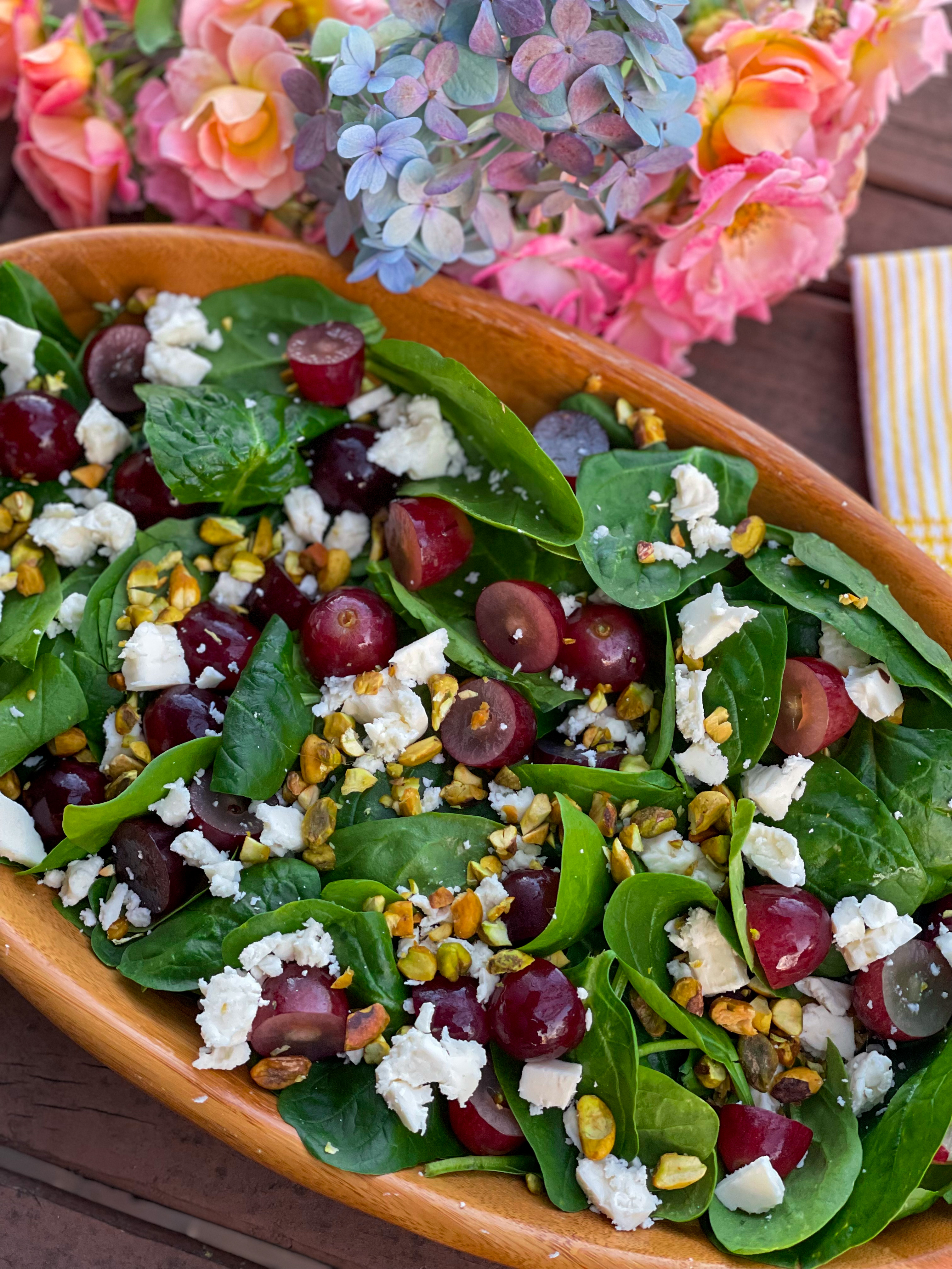 Grape and Pistachio Spinach Salad