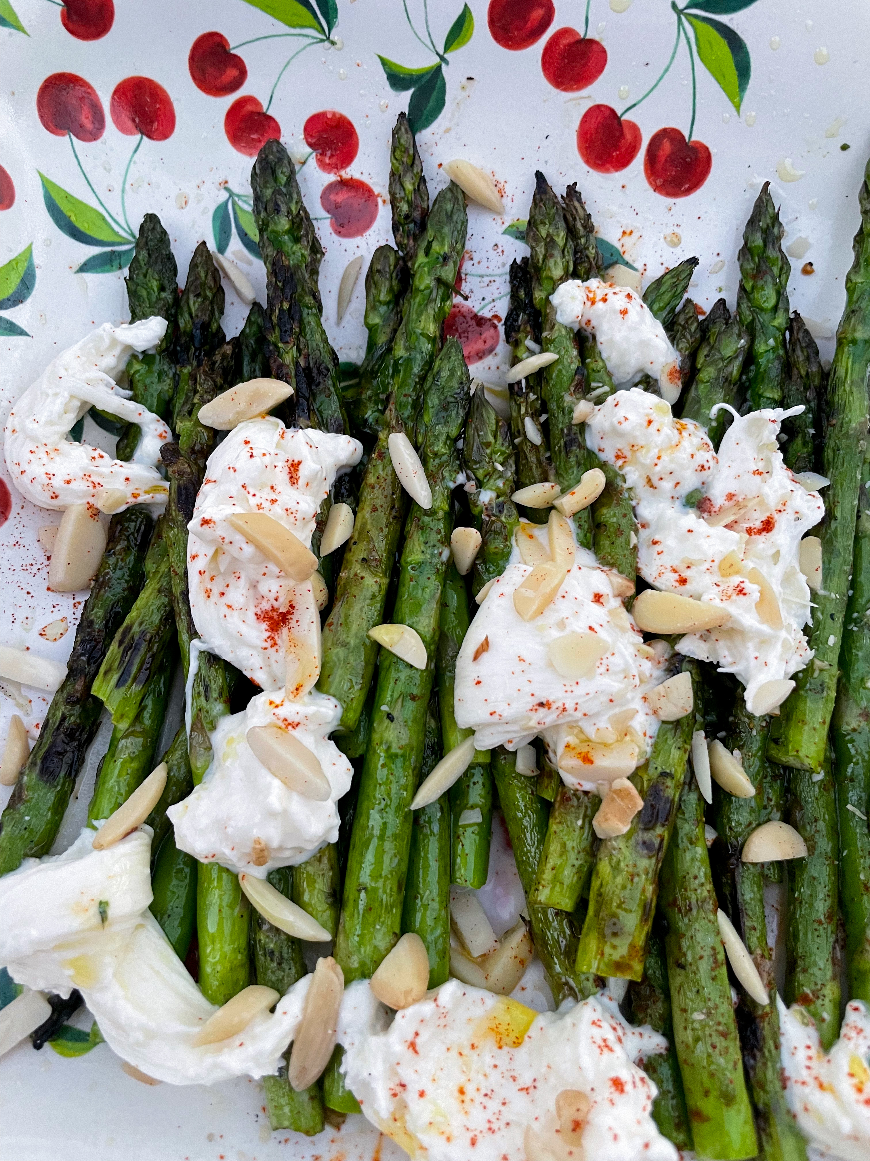 Asparagus with Almonds and Burrata