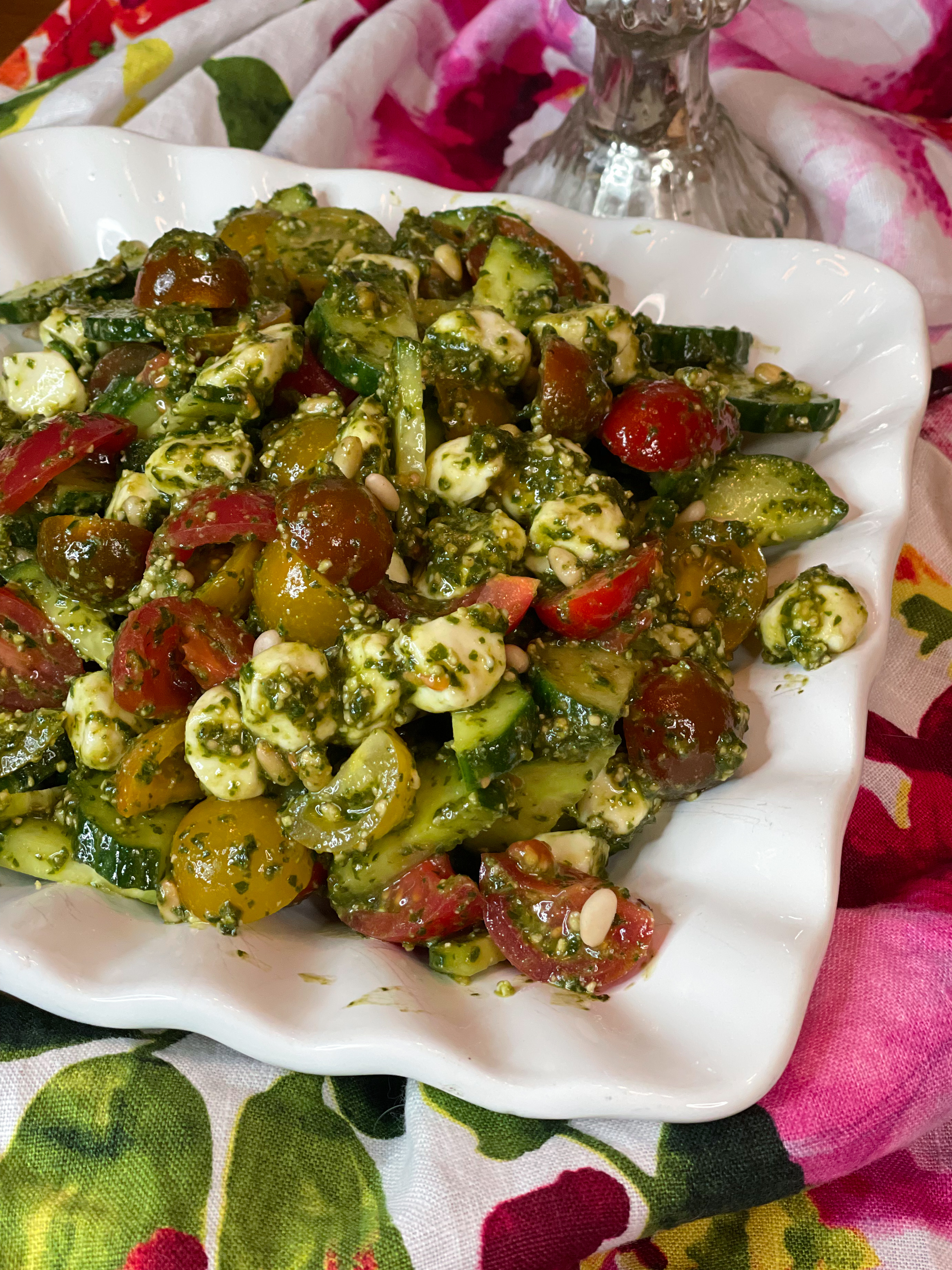 Tomato Cucumber Pesto Salad