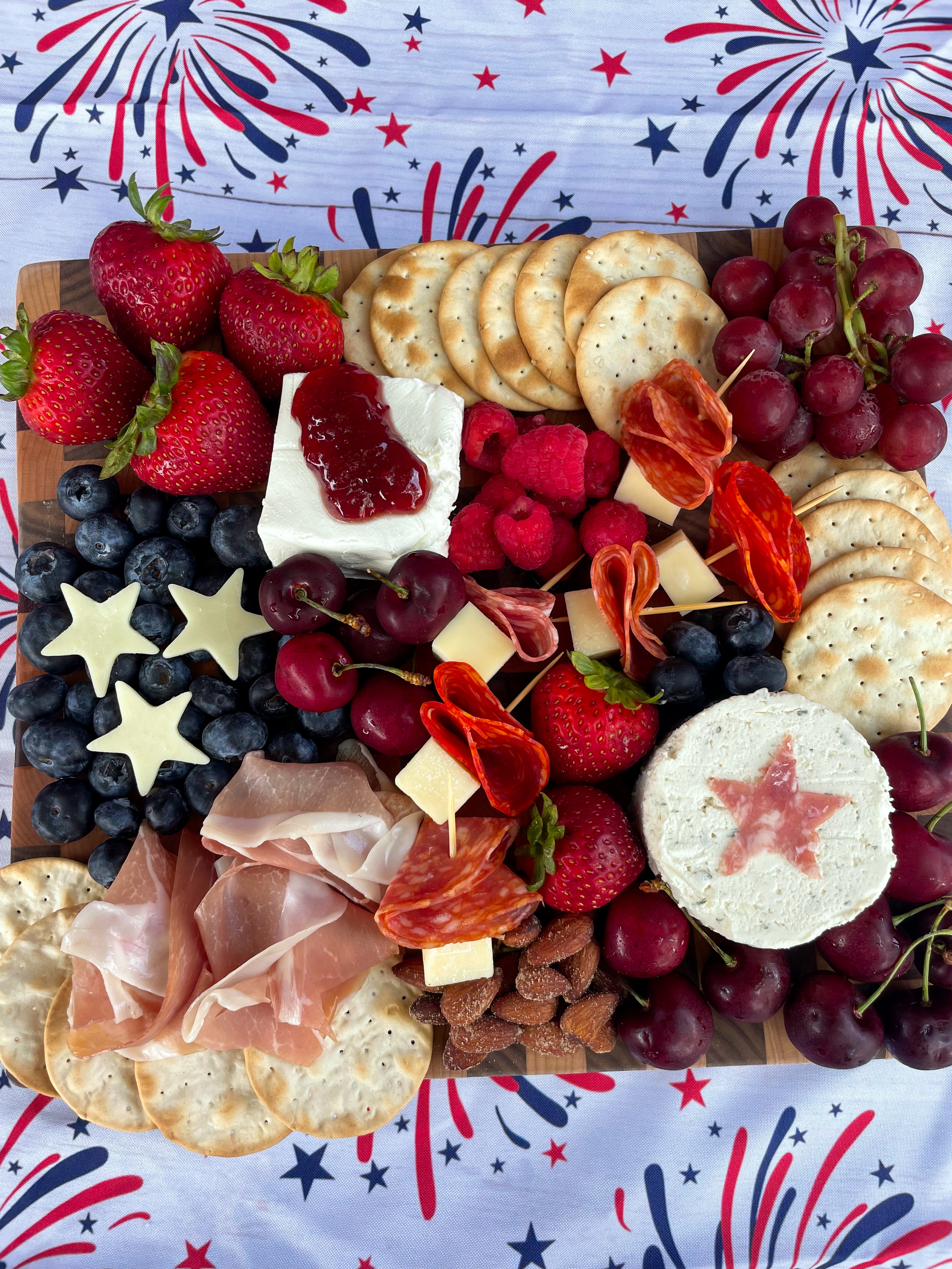 Patriotic Cheese and Charcuterie Board