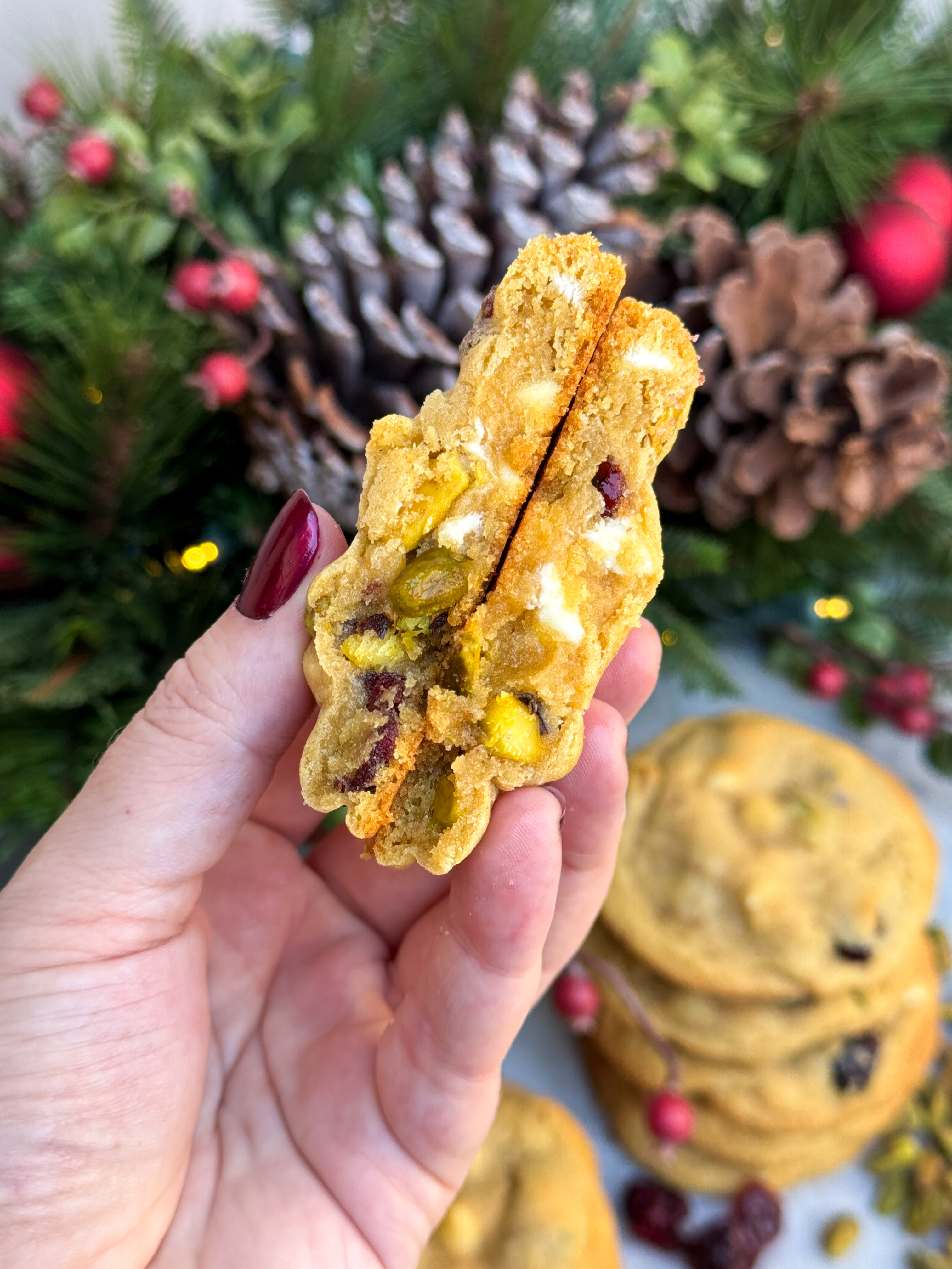 White Chocolate Cranberry Pistachio Cookies