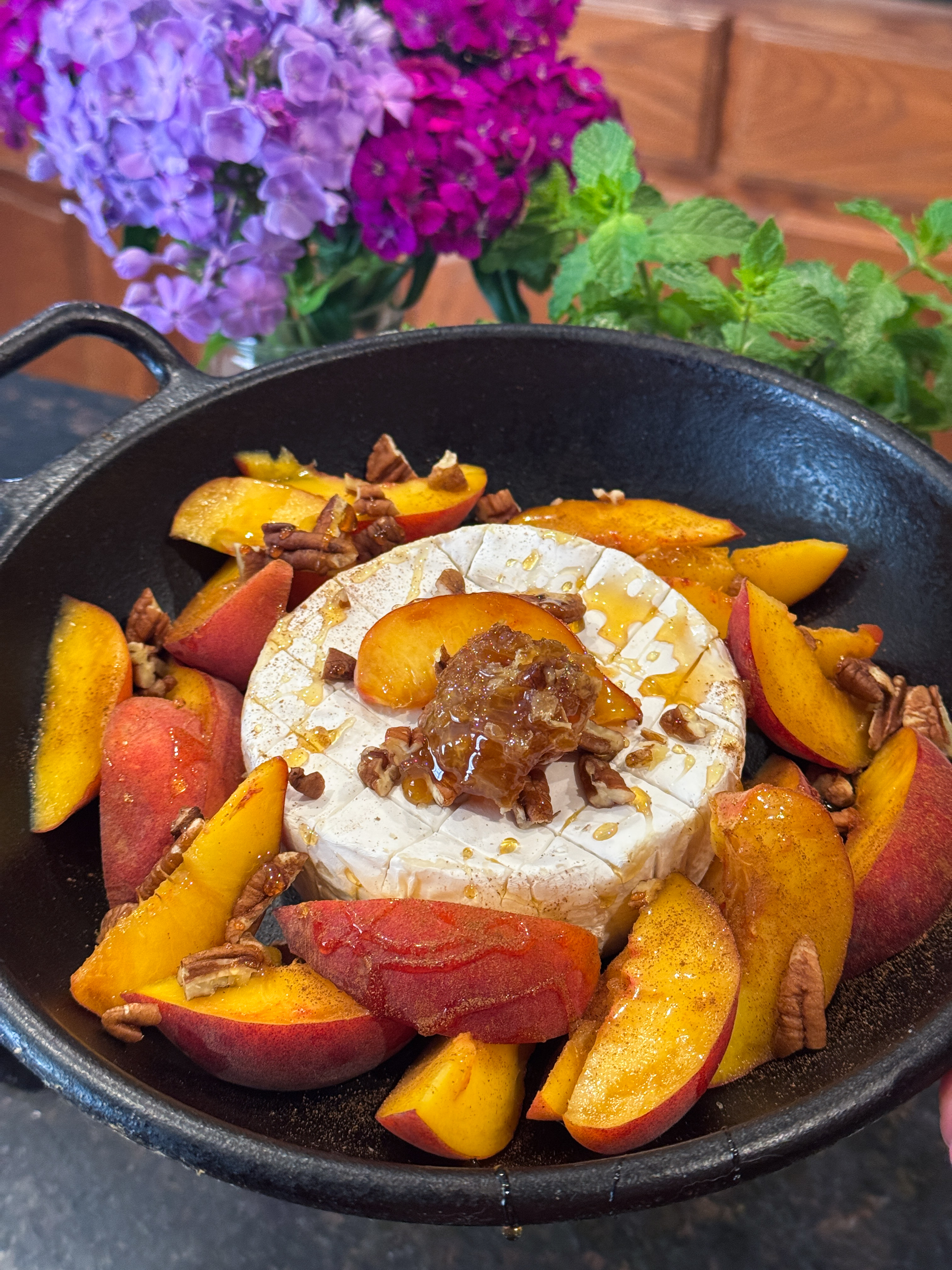 Cast Iron Peaches and Brie